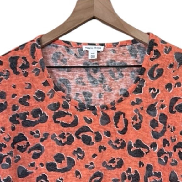 Tribal Oversized Animal Leopard Print Drop Sleeve Lightweight Top Size Medium - Picture 9 of 9